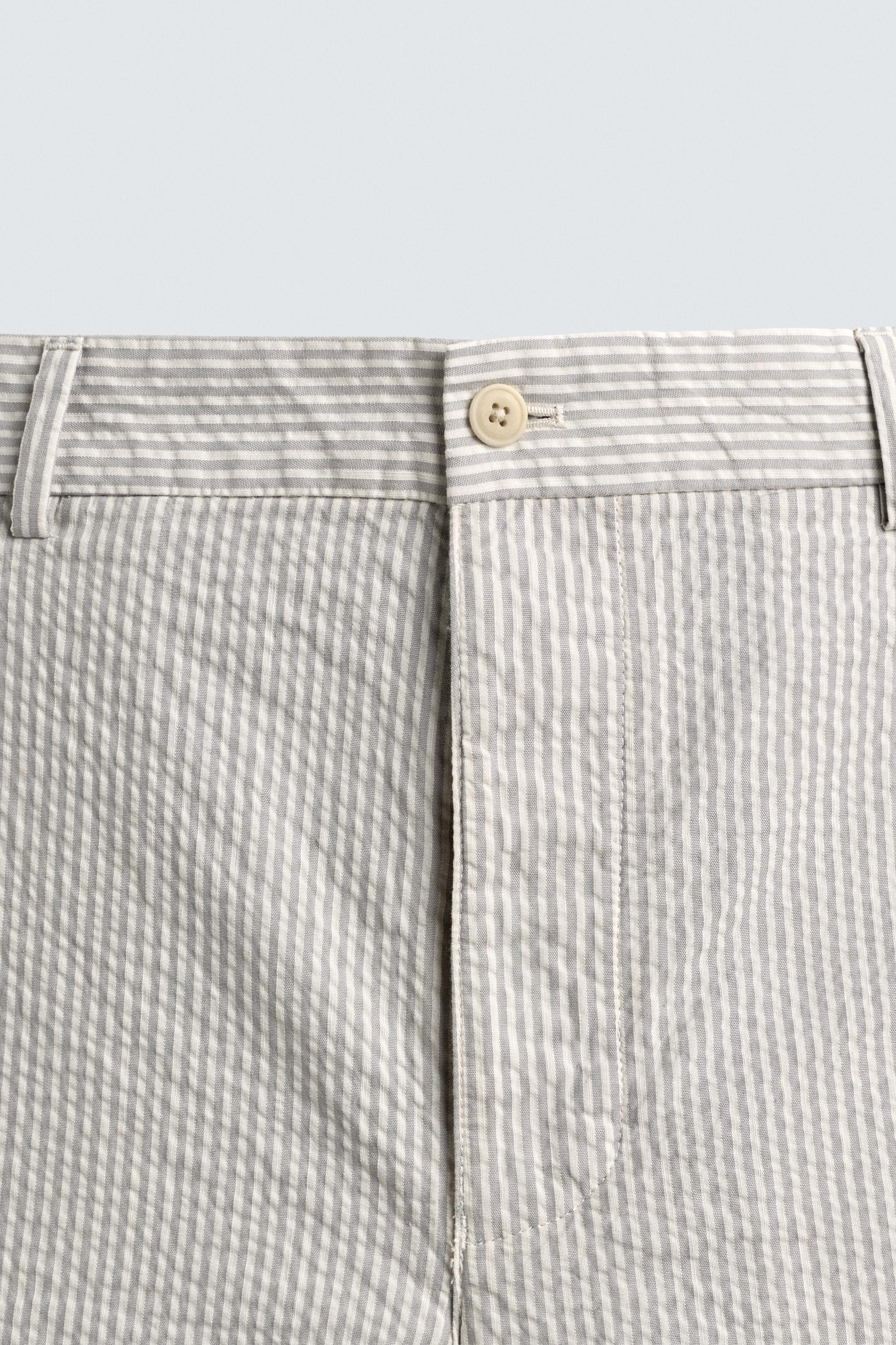 PANTALON STRAIGHT FIT EN SEERSUCKER